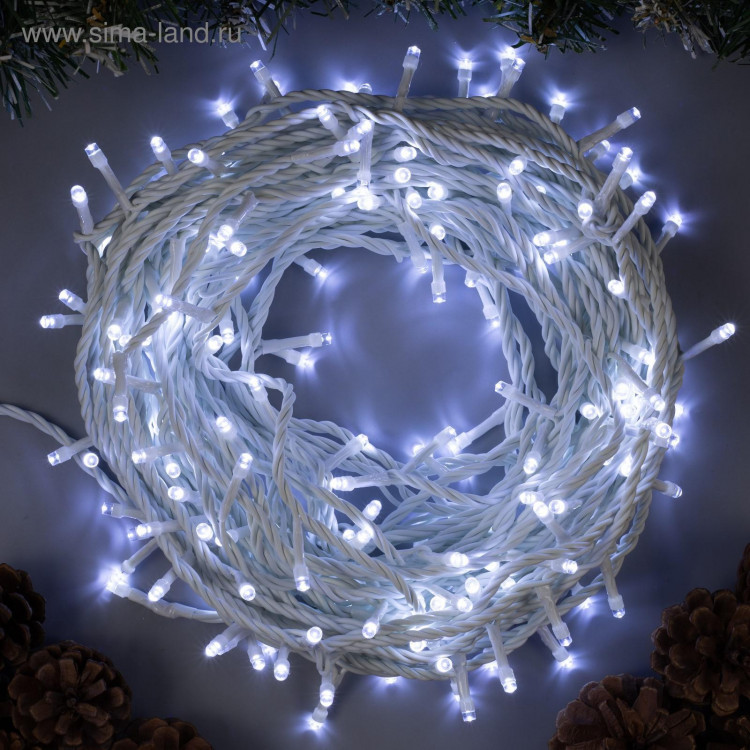 Гирлянда «Нить» 20 м, IP44, белая нить, 200 LED, свечение белое, 8 режимов, 220 В 