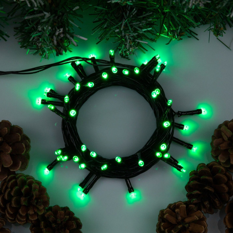 Гирлянда «Нить» 5 м, IP20, тёмная нить, 50 LED, свечение зелёное, 8 режимов, 220 В 