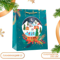 Новый год. Пакет подарочный  Стеклянный шар , 18 х 22,3 х 10 см._
