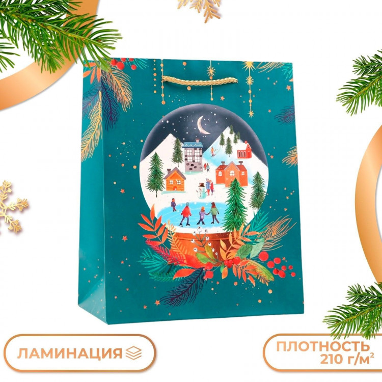 Новый год. Пакет подарочный  Стеклянный шар , 18 х 22,3 х 10 см._ 