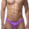 Мужские фиолетовые трусы-тонги из кружева