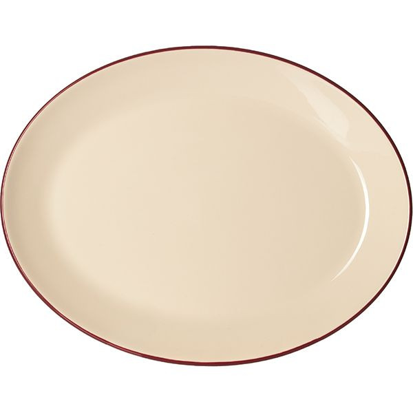 Блюдо «Кларет» овальное;фарфор;,H=24,L=300,B=235мм;бежев.,бордо 