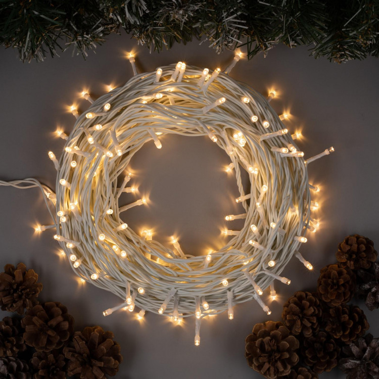 Гирлянда «Нить» 20 м, IP44, белая нить, 200 LED, свечение тёплое белое, 8 режимов, 220 В 