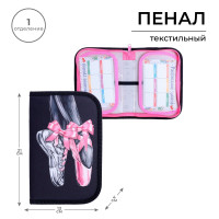 Пенал 1 секция, 130 х 210 х 40 мм, 2 откидные планки, тканевый, Calligrata TOP, Content  Пуанты 
