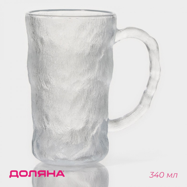 Кружка стеклянная Доляна «Айс», 340 мл 