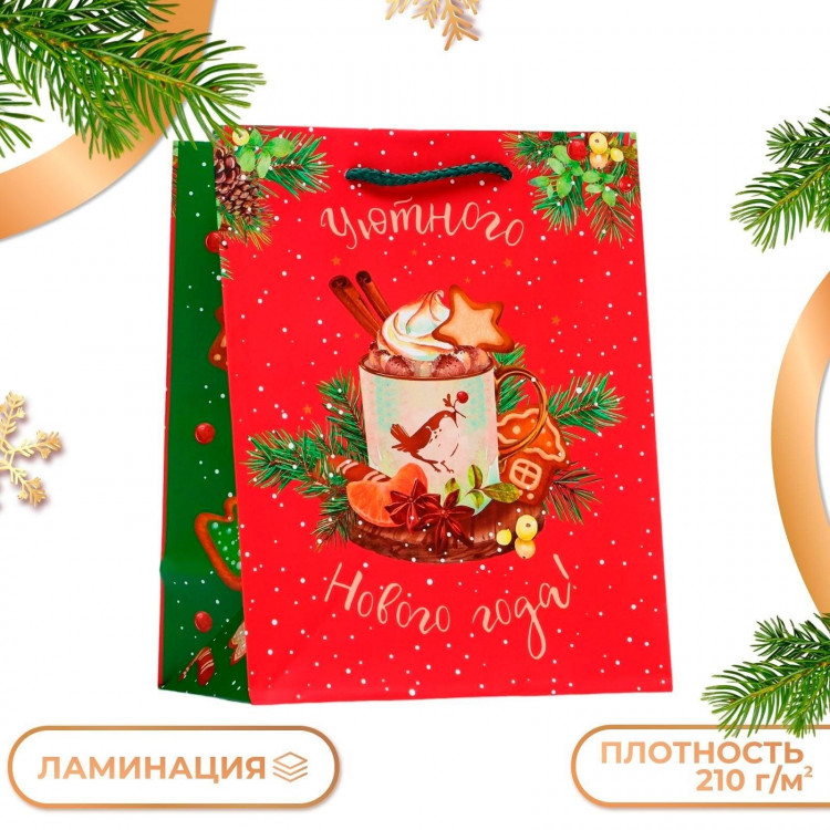 Новый год. Пакет подарочный  Глинтвейн , 18 х 22,3 х 10 см. 
