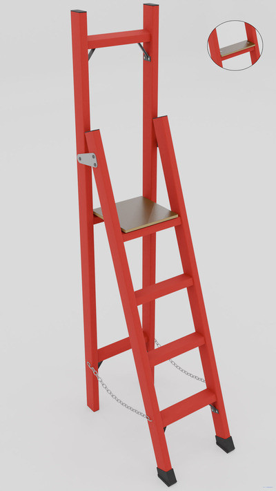 ССВ-2,1Ш стремянка стеклопластиковая с вертикальной опорой, широкие ступени, h=2230мм, h рабочей площадки=1200мм, ступ.4 