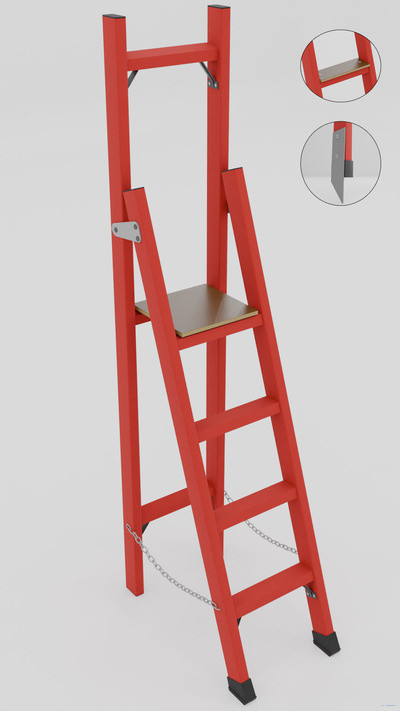 ССВ-2,1ШМ стремянка стеклопластиковая с вертикальной опорой, широкие ступени, металлические оконцеватели (Мягкий грунт), h=2230мм, h рабочей площадки=1200мм, ступ.4 