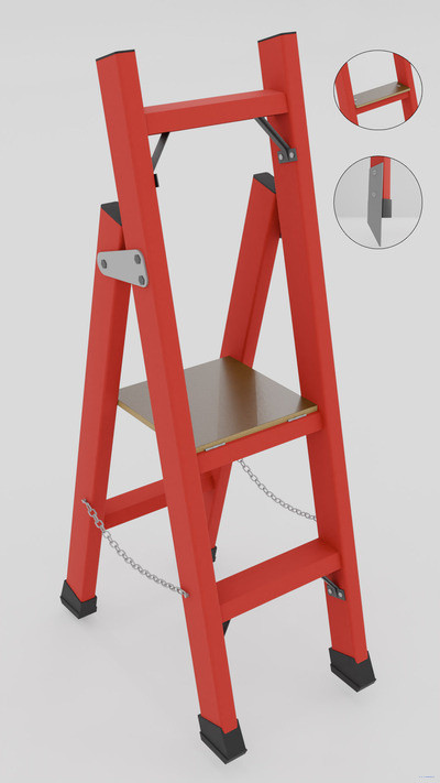 ССД-0,7ШМ с симметричной опорой диэлектрическая стеклопластиковая стремянка, широкие ступени, металлические оконцеватели (Мягкий грунт), h=1550мм, h рабочей площадки=700мм, ступ.2 