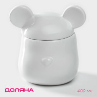 Сахарница Доляна «Мишка Отто», 400 мл, 11×12×12,5 см, цвет белый