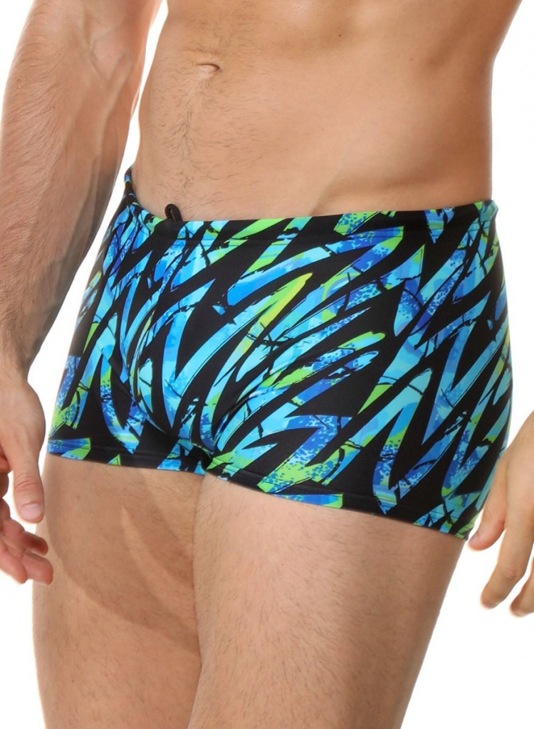 Черные плавки-боксеры с цветными зигзагами 