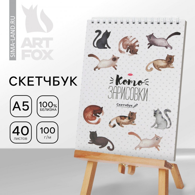 Скетчбук «Кот» А5, 40 л, 100 г/м 