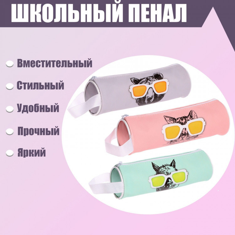 Пенал-тубус школьный на молнии, МИКС 