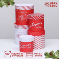 Набор шляпных коробок 5 в 1  Подарок под Ёлку , 20 х 20- 15 х 15 см