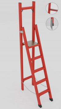 ССВ-2,2АТМ стремянка стеклопластиковая с вертикальной опорой, Телеком, абразивное покрытие ступеней, металлические оконцеватели (Мягкий грунт), h=2370мм, h рабочей площадки=1300мм, ступ.5