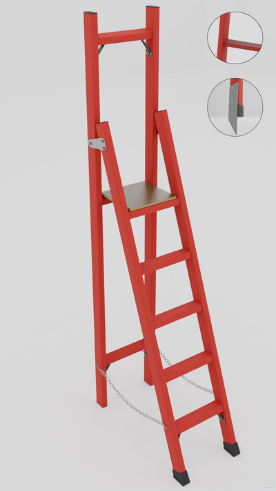 ССВ-2,2АТМ стремянка стеклопластиковая с вертикальной опорой, Телеком, абразивное покрытие ступеней, металлические оконцеватели (Мягкий грунт), h=2370мм, h рабочей площадки=1300мм, ступ.5 