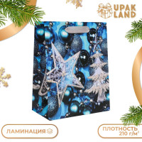 Новый год. Пакет подарочный, ламинированный,  Звезда ,18 х 23 х 10 см.