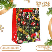 Новый год. Пакет подарочный, ламинированный,  Ёлочные игрушки ,18 х 23 х 10 см.