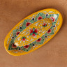Селёдочница Риштанская Керамика  Цветы , 24 см, жёлтая, микс