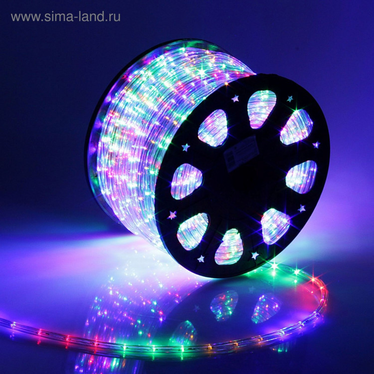 Световой шнур Luazon Lighting 11 мм, IP65, 100 м, 24 LED/м, 220 В, 2W, постоянное свечение, свечение мульти 