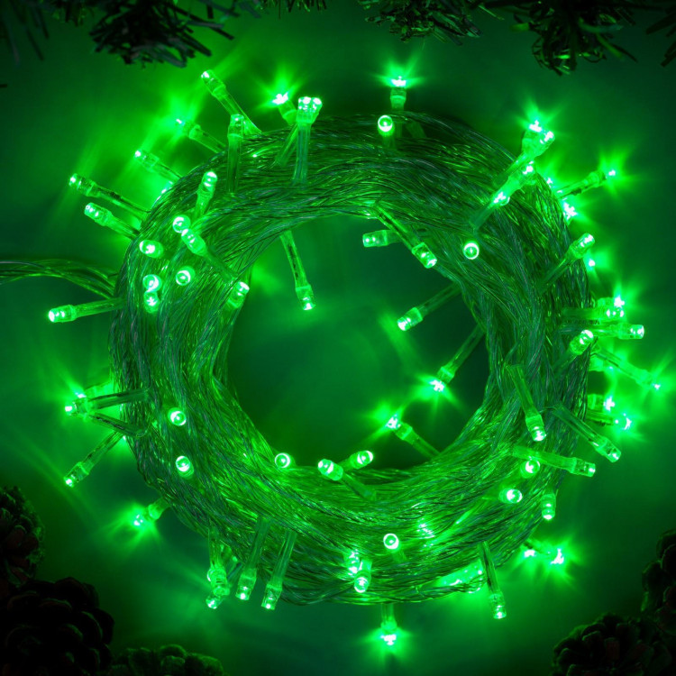 Гирлянда «Нить» 10 м, IP20, прозрачная нить, 100 LED, свечение зелёное, 8 режимов, 220 В 