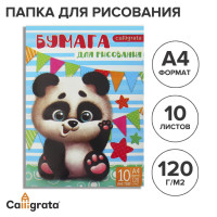 Папка для рисования А4 10 листов  Панда , блок 120г/м