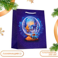 Новый год. Пакет подарочный  Стеклянный шар , 18 х 22,3 х 10 см.-