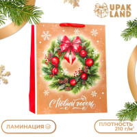 Новый год. Пакет ламинированный вертикальный  Венок , XL 40 × 49 × 19 см.