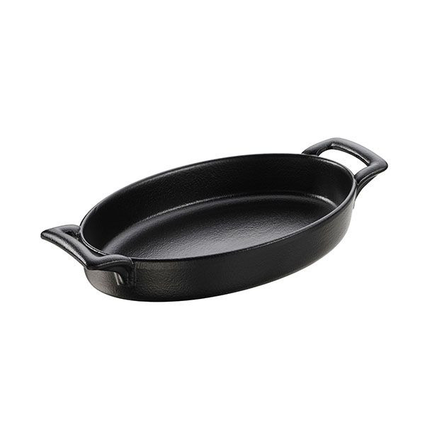 Форма для запекания овальная с ручками;керамика;,H=35,L=200,B=125мм;черный 