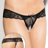 Ажурные трусики-стринг с бантом и доступом