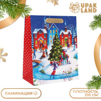 Новый год. Пакет подарочный, ламинированный,  Праздник во дворе ,18 х 23 х 10 см.