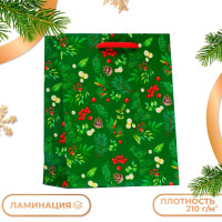 Новый год. Пакет подарочный  Веточки , 11,5 х 14,5 х 6,5 см.