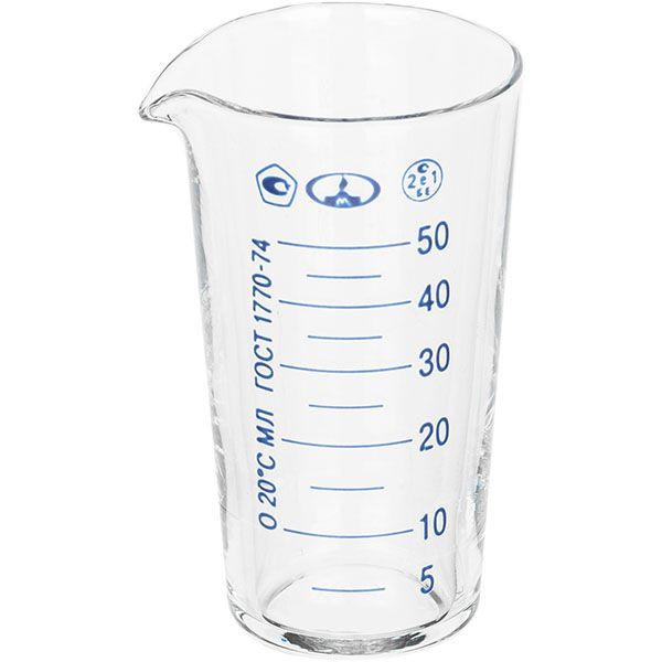 Стеклянная мензурка ТС ГОСТ-1770-74 (объем 50 мл.) 
