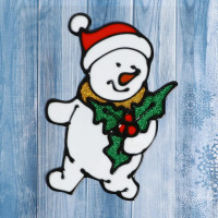 Наклейка на стекло  Снеговик в колпаке  9,5х14,5 см