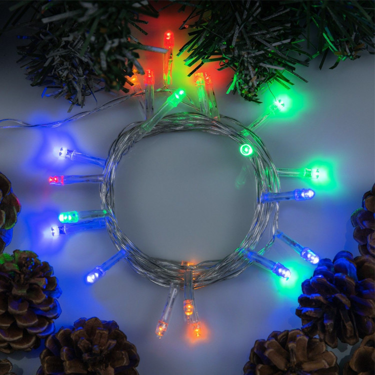 Гирлянда «Нить» 2.5 м, IP20, прозрачная нить, 25 LED, свечение мульти, фиксинг, 220 В 