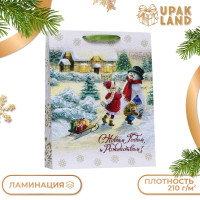 Новый год. Пакет ламинированный вертикальный  Друзья ,33 х 42 х 10 см.