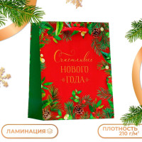 Новый год. Пакет подарочный  Счастливого нового года , 11,5 х 14,5 х 6,5 см.