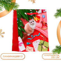 Новый год. Пакет подарочный  Кошечка , 11,5 х 14,5 х 6,5 см.