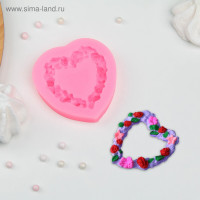 Молд «Сердце в розочках», силикон, 7×7 см, цвет МИКС