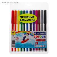 Фломастеры 12 цветов, Centropen Colour World 7550/12 ТП, в блистере, линия 2.0 мм