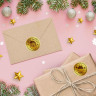 Новый год. Наклейки с тиснением в рулоне  Mary Christmas , 500 шт,2,5 х 2,5 см