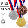 Медаль призовая 029, d= 5 см. 1 место. Цвет золото. С лентой