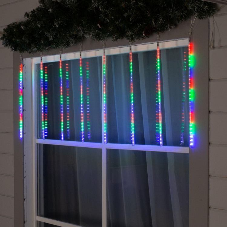 Гирлянда «Сосульки» 2.5 × 0.5 м, IP65, прозрачная нить, 288 LED, свечение мульти с эффектом стекания, 12 В 