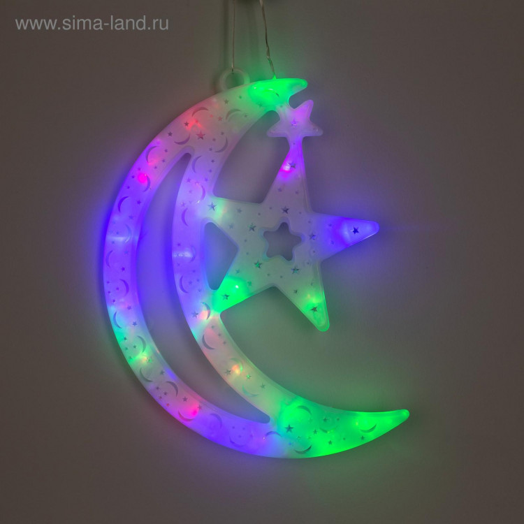 Светодиодная фигура «Месяц» 20 × 30 см, пластик, 220 В, свечение мульти (RG/RB) 