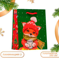 Новый год. Пакет подарочный  Любви и тепла! , 11,5 х 14,5 х 6,5 см.