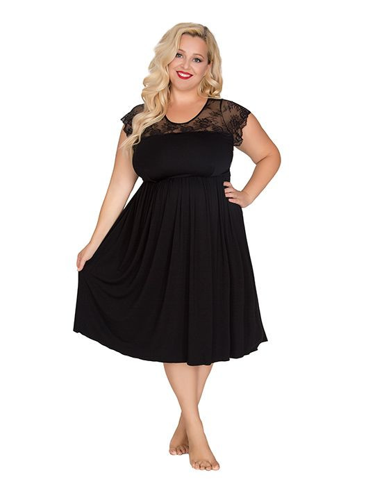 Сорочка plus size с короткими кружевными рукавчиками 