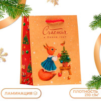 Новый год. Пакет подарочный  Белочка , 11,5 х 14,5 х 6,5 см.