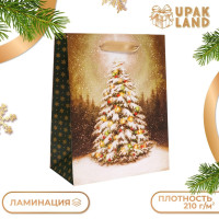Новый год. Пакет подарочный, ламинированный,  Ёлочка в лесу ,18 х 23 х 10 см.