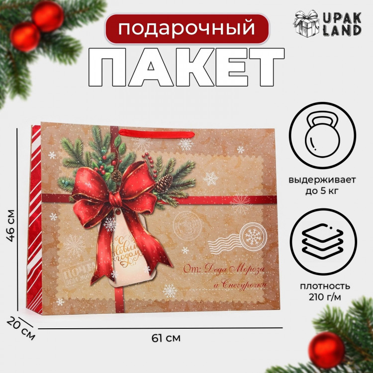Новый год. Пакет ламинированный «Конверт», XXL 46 х 61 х 20 см. 