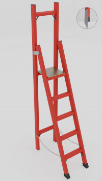 ССВ-2,4М стремянка стеклопластиковая с вертикальной опорой, металлические оконцеватели (Мягкий грунт), h=2570мм, h рабочей площадки=1600мм, ступ.5